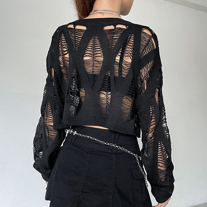 Ripped Dark Hollow Long Sleeve